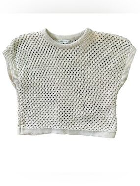 Altar'd State Open-Knit Crochet Textured Crop Top Women's Medium Cream EUC